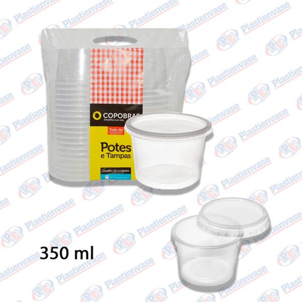 POTE PLASTICO COPOBRAS C/ TAPA 350ML C25 - Sansei