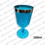 COPA VINO PLASTICO AZUL 200ML (8UND)