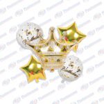 SET GLOBO CORONA DORADO/ROSA WB-X118 (5PCS)