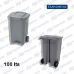 BASURERO PEDAL 100LTS C/RUEDITA GRIS TRAMONTINA