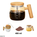TAZA MEZCLADORA ELECTRICA 400ML C/CARGADOR USB TAPA BAMBU (PY57342)