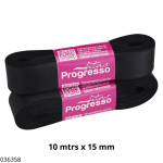 CINTA RASO Nº3 NEGRO PROGRESSO (15MMX10MTS)