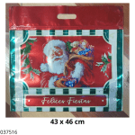 BOLSA METALIZADA C/CIERRE FELICES FIESTAS 46X43CM