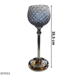 ADORNO PORTA VELA BASE PLATEADO 35CM BTG-W2