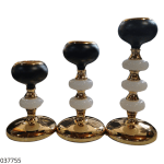 JUEGO PORTA VELA BASE DORADO (3PCS) (HX6088)
