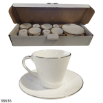 TAZA + PLATITO BLANCO BORDE PLATEADO (LYTC-9432) (X UNIDAD)