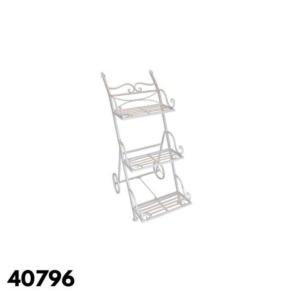 PORTA MACETA CARRITO 3 PISOS BLANCO (33926)