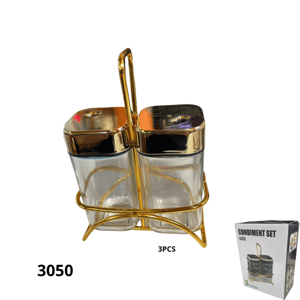 CONDIMENTERO BORDE DORADO (3PCS) (PY-60211)
