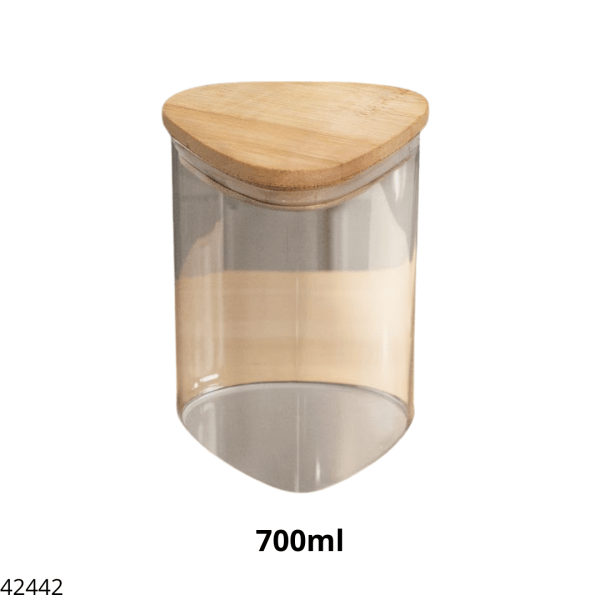 FRASCO TRIANGULAR 700ML C/TAPA BAMBU (PY-60339)