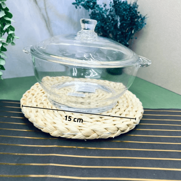 BOWLS DE VIDRIO C/ TAPA POT GLASSWARE DIAMONDS HW06079