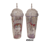 VASO C/ PAJITA UNICORNIO 450ML JL-4206
