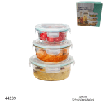 JUEGO DE TAPPER REDONDOS DE VIDRIO X 3PCS GLASSLOCK (F-13241)