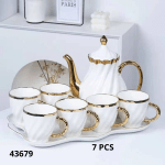 JUEGO TE 7 PCS BLANCO C/DORADO (T-10)