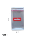 BOLSA ADHESIVA TRANSPARENTE 6.5X13CM CROMUS (100UND)