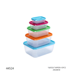 JUEGO DE TAPPER CON TAPA EN COLORES X 5PCS 20X28CM (F-11273)