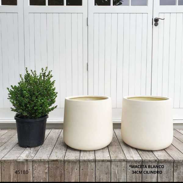 MACETA BLANCO 34CM CILINDRO (C5124)