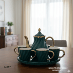 JUEGO TE 8PC VERDE BORDE DORADO (T-15)