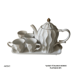 JUEGO TE 8PC BLANCO LINEAS PLATEADAS (T-16)