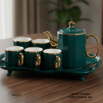 JUEGO TE 8PC VERDE BORDE DORADO (T-22)
