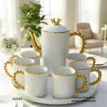 JUEGO TE 8PC BLANCO BORDE DORADO (T-28)