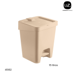 BASURERO PEDAL UZ 15 LTS BEIGE