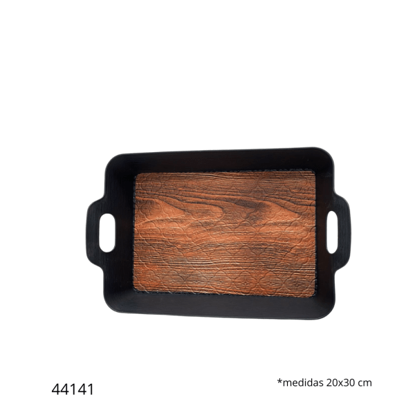 BANDEJA PLASTICA C/ASA NEGRO 20X30CM