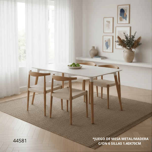 JUEGO DE SILLAS MADERA+MESA 1.40X70 7PCS