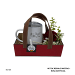 KIT DE REGALO VASO TERMICO + ROSA ARTIFICIAL (3 PCS)