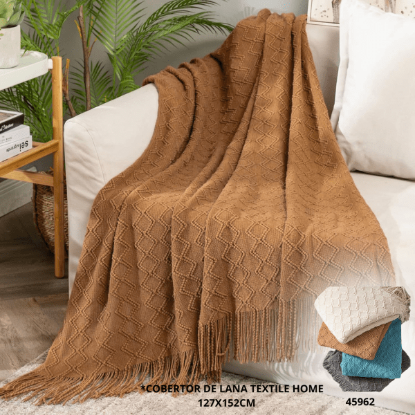 COBERTOR DE LANA 127X152CM TEXTILE HOME (007)