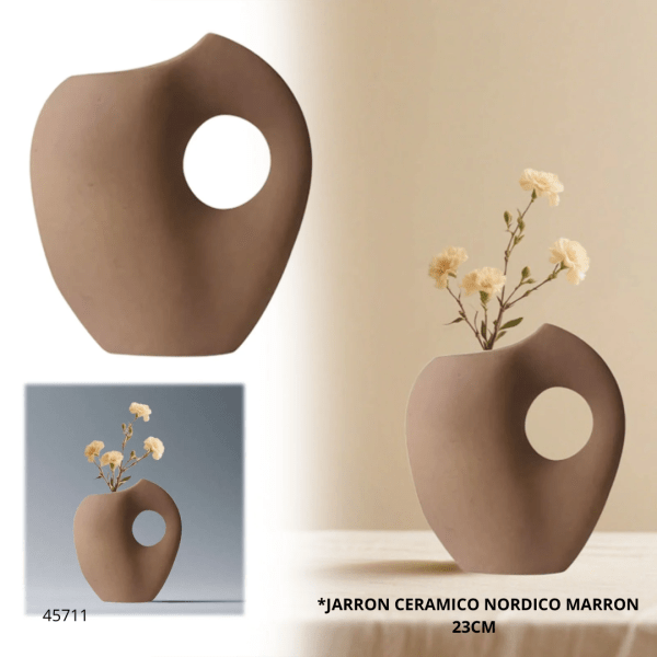 JARRON CERAMICO NORDICO MARRON 23CM (A816-22.8)