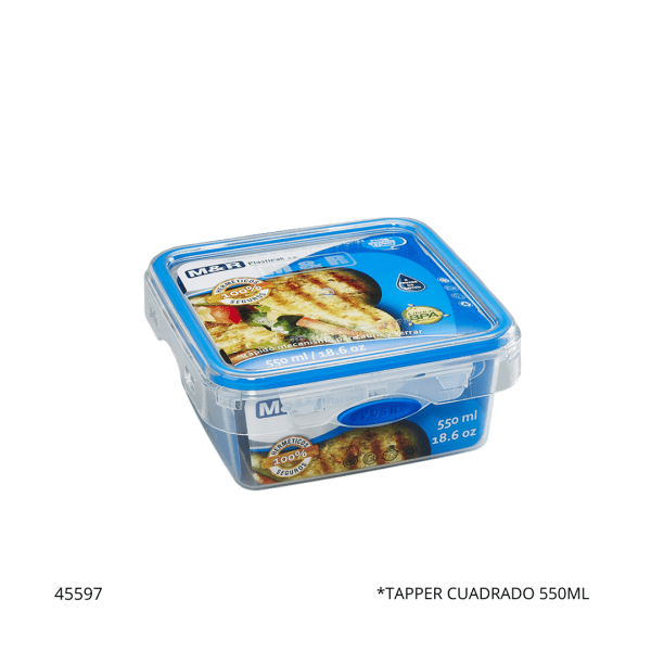 TAPPER CUADRADO 550ML M&R PLASTIPAK