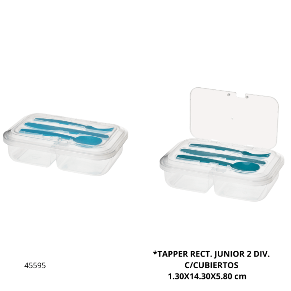 TAPPER RECT. JUNIOR 2 DIV. C/CUBIERTOS M&R PLASTIPAK
