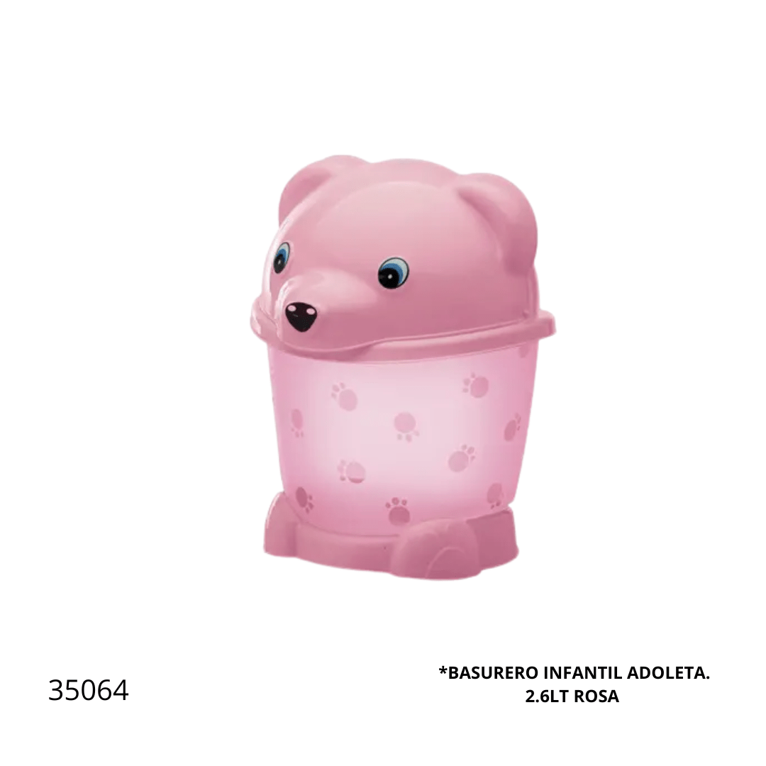 7899014643234 BASURERO INFANTIL ADOLETA 2.6LT ROSA - Imagen 1