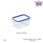 TAPPER HERMETICO RECT. 500ML REY PLAST (TPX056000)
