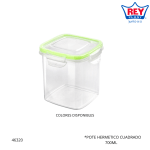 POTE HERMETICO CUAD. 700ML REY PLAST (TPX075000)