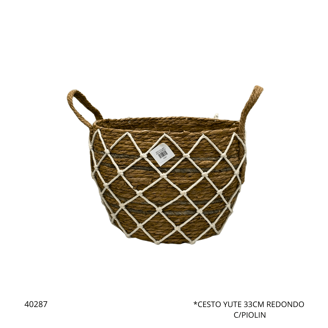 040287 CESTO YUTE 33CM REDONDO C/PIOLIN - Imagen 1