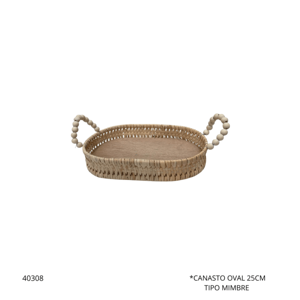 CANASTO OVAL 25CM TIPO MIMBRE