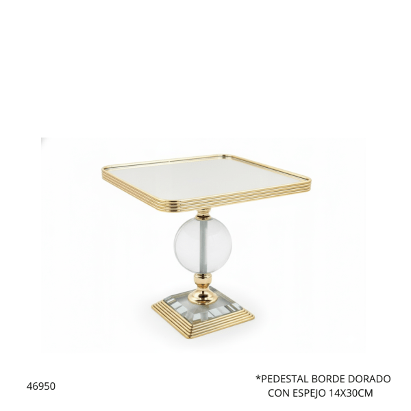 PEDESTAL BORDE DORADO CON ESPEJO 14X30CM