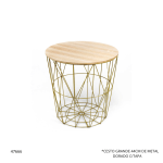 CESTO GRANDE 44CM DE METAL DORADO C/TAPA