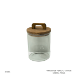 FRASCO DE VIDRIO C/ TAPA DE MADERA 700ML (F730-009)