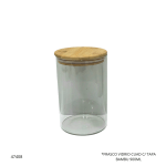 FRASCO VIDRIO CUAD C/ TAPA BAMBU 900ML (F730-013)