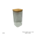FRASCO VIDRIO CUAD C/ TAPA BAMBU 1400ML (F730-019)