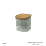 FRASCO VIDRIO CUAD C/ TAPA BAMBU 700ML (F730-021)