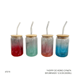 HOPPY DE VIDRIO C/PAJITA DIFUMINADO 12.5CM (CL-B350B)
