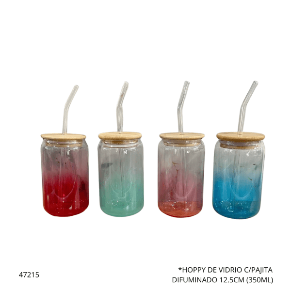 HOPPY DE VIDRIO C/PAJITA DIFUMINADO 12.5CM (CL-B350B)