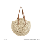 BOLSO RUSTICO C/CUERO 46CM (H-2)