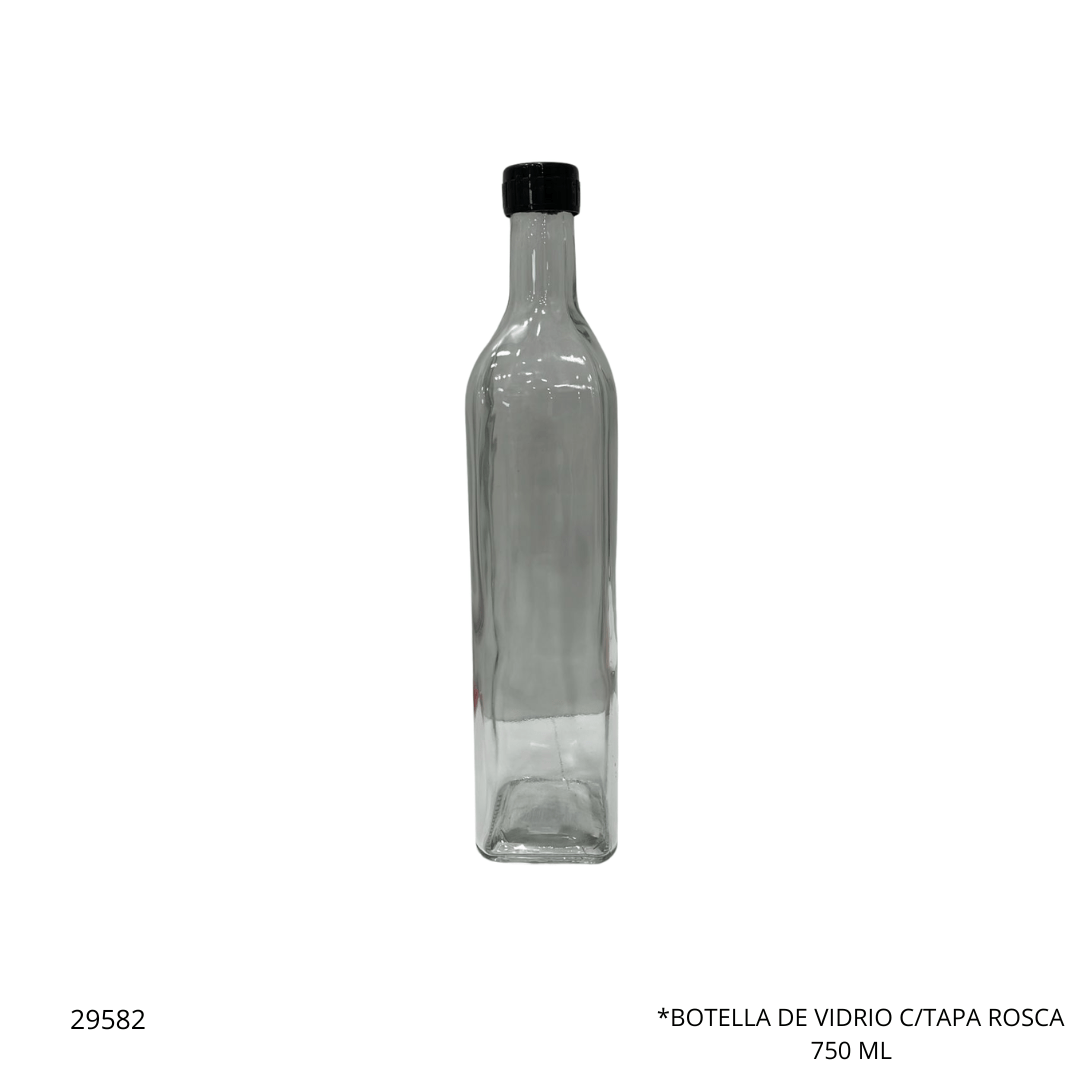 7730744961291 BOTELLA DE VIDRIO C/TAPA ROSCA 750 ML 301073-2 - Imagen 1