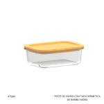 POTE DE VIDRIO CON TAPA HERMETICA DE BAMBU 660ML MARINEX