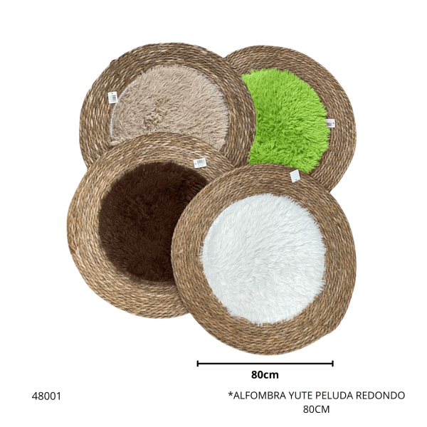 ALFOMBRA YUTE PELUDA REDONDO 80CM (JP88)