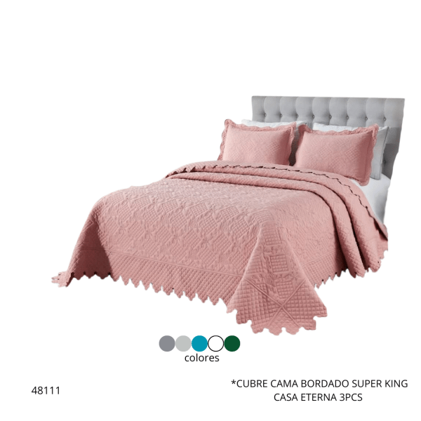 CUBRE CAMA BORDADO SUPER KING CASA ETERNA 3PCS (CMA-22SK)